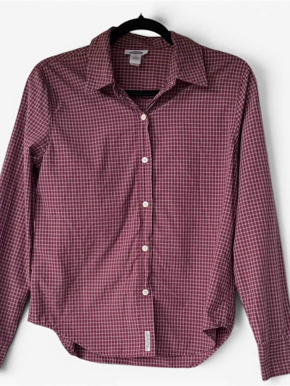 VTG Old Navy Vintage Series Burgundy Gingham Plaid Button Down Shirt S